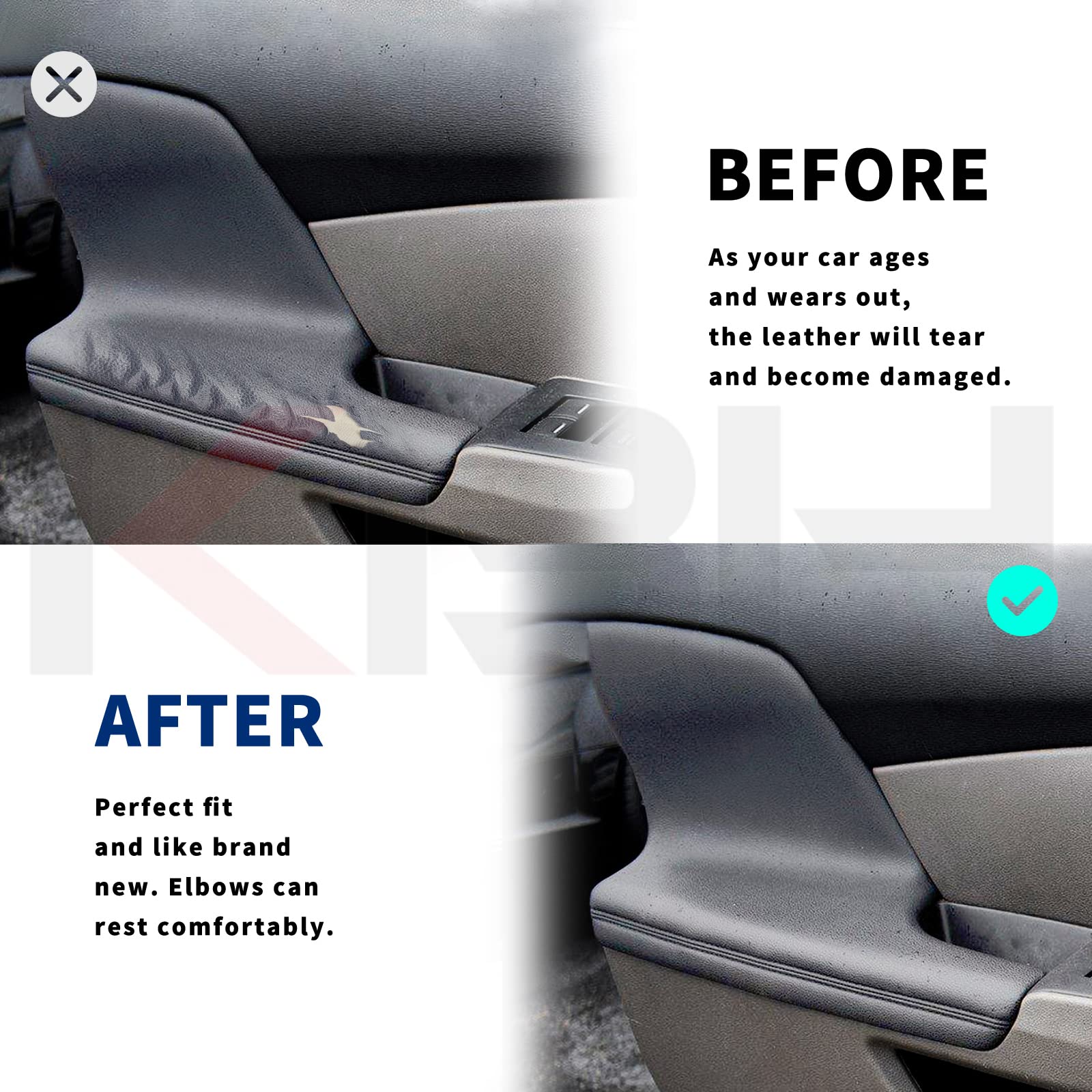 KBH Auto Door Panel Armrest Cover Replacement For Honda Odyssey 20112017, Vinyl