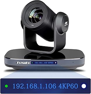 FoMaKo 60FPS 4K PTZ Camera 20X Optical Zoom, AI PTZ Camera with Auto-Tracking, USB3.0 3G-SDI HDMI 4K PTZ Camera for Church Worship Education Conference Events,PoE 4K HDR Camera (K820 Black)…