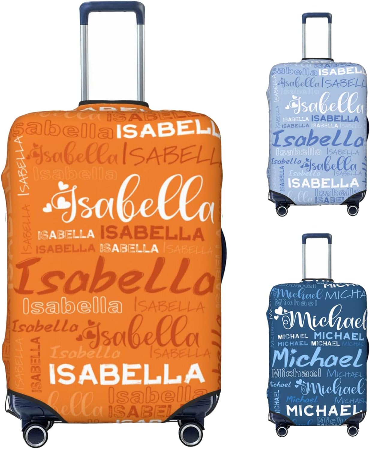 Personalized Photo Luggage Covers for Suitcase, Custom Travel Carry on Cover Protector Wrap Gift for Men Women Kids Couples Business Travelers Suitcase Wrap XL Fits 29-32 In