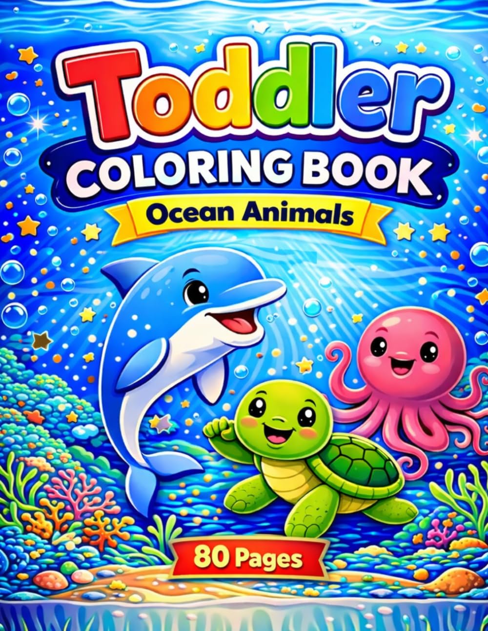 Toddler Coloring Book: Ocean Animals: Big and Simple Sea Creatures for Ages 2–4