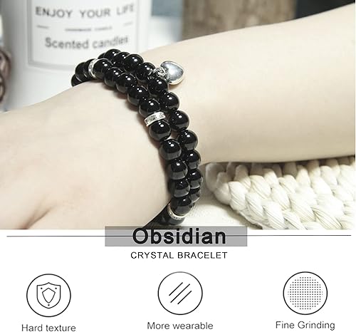 Miniatura 90 de 2Pcs Healing Crystal Bracelets for Women Handmade Beaded Bracelet Healing Prayers Crystal 8mm Natural Stone Beads Bracelet Stress Relief Get Well