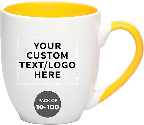 Juego de 1050100 tazas de café grandes personalizadas estilo bistró, 16 onzas, paquete personalizado a granel, perfecto para café, té, expreso,