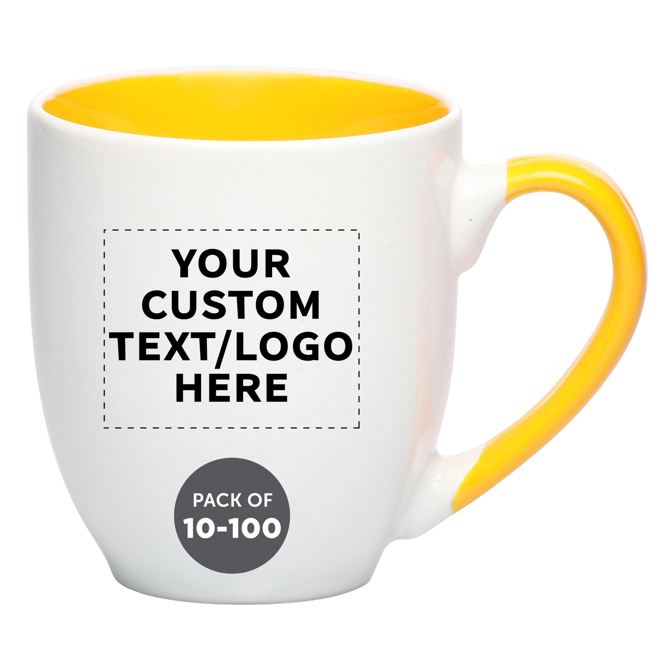 Custom Bistro Style Large Coffee Mugs 16 oz Set of 10 50 100 Personalized Bulk Pack - Perfect