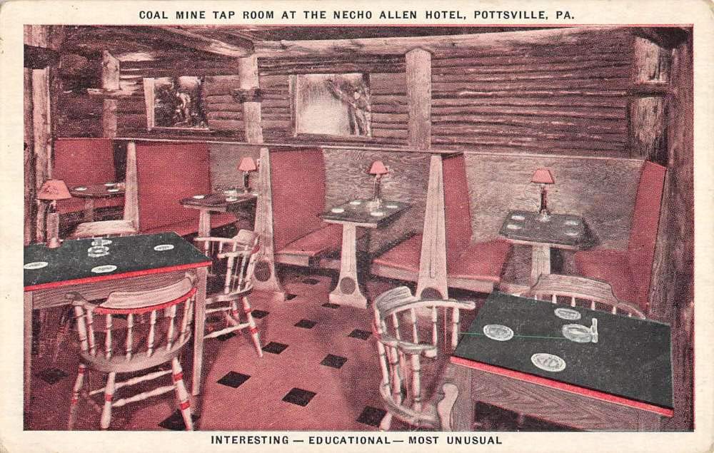 Pottsville Pennsylvania Necho Allen Hotel Interior Antique Postcard K102274
