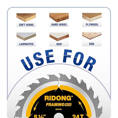 Miniatura 4 de Hoja de sierra circular de 7-14 pulgadas y 24 dientes con acabado ATB de eje de 58 pulgadas para corte de madera (paquete de 5)