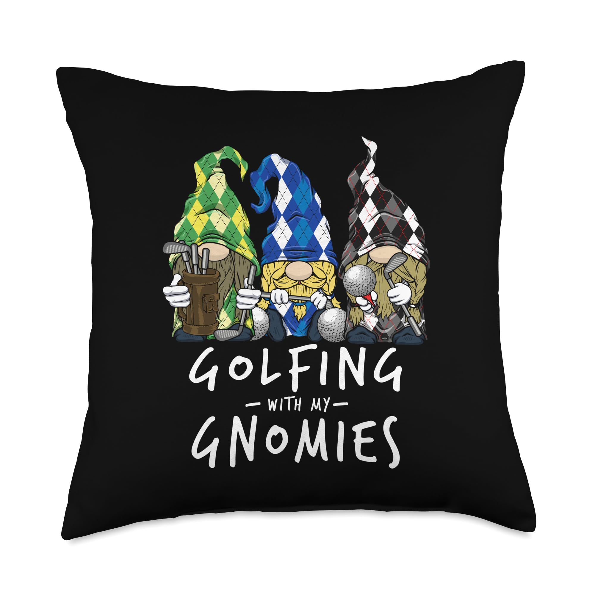 Golf Gnomes Golfing with My Gnomies for Golfer Men Women Throw Pillow