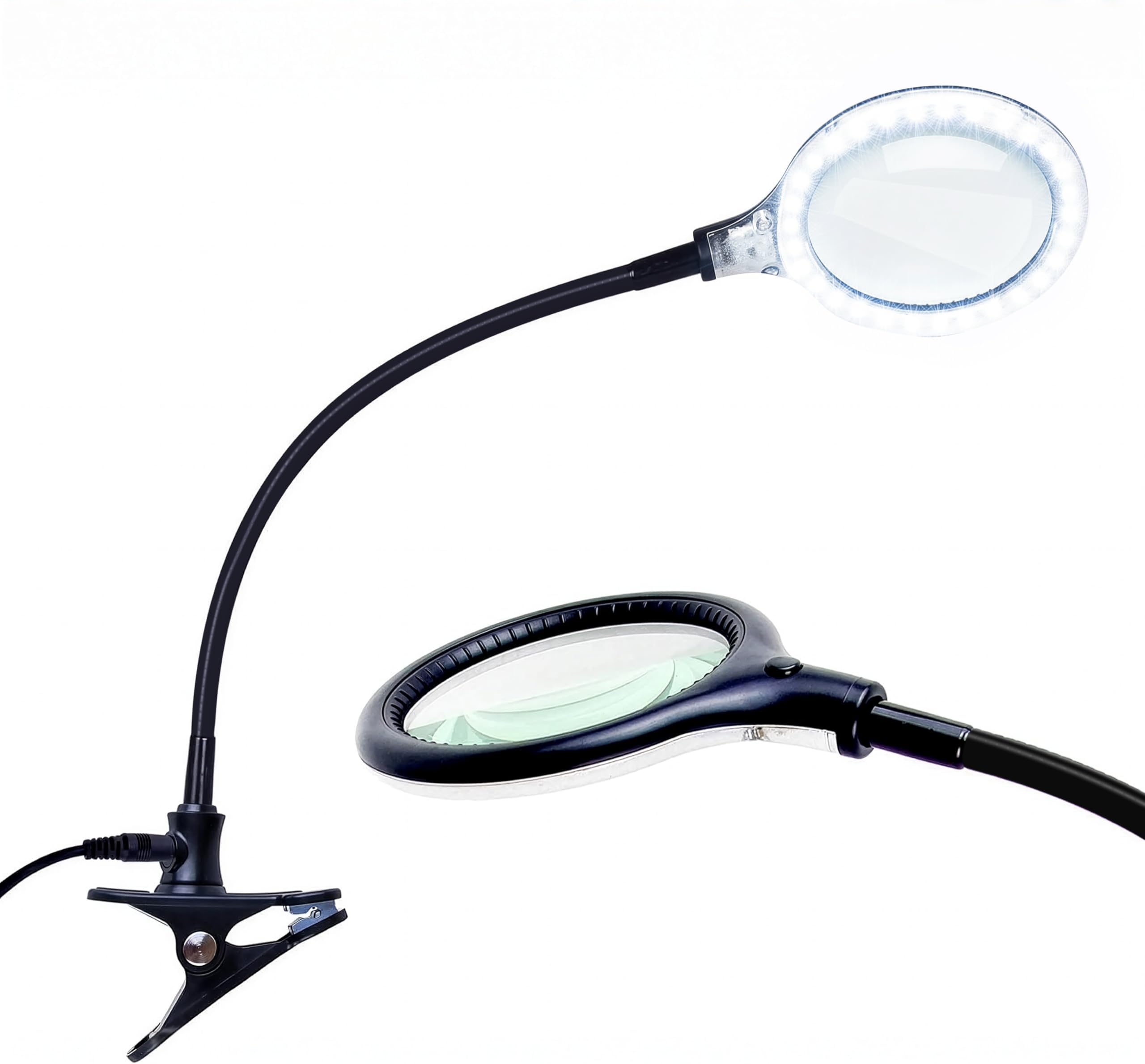 LightView Flex LED Magnifier Clamp Lamp