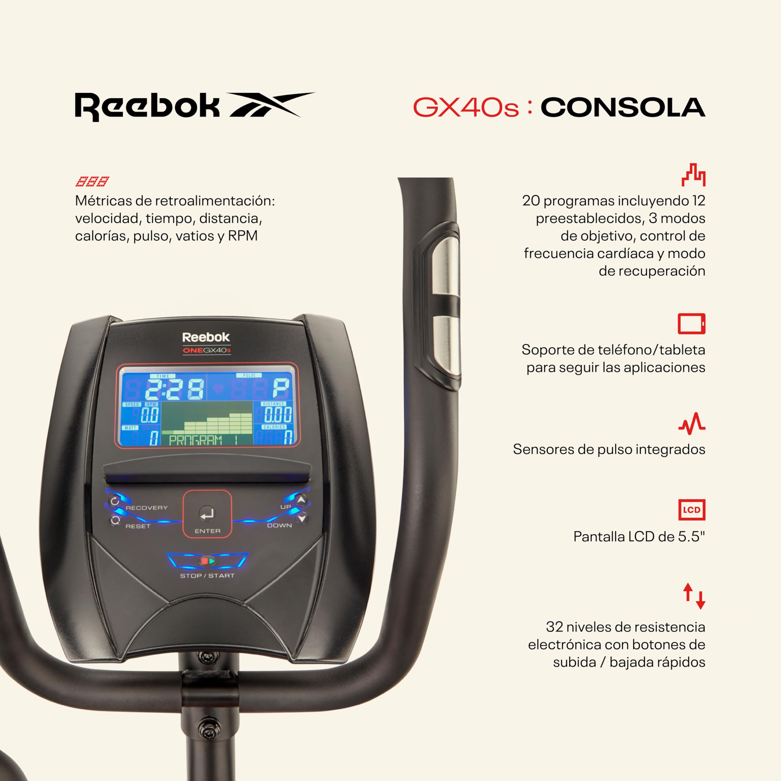 Bicicleta Elíptica Reebok Serie One GX40S