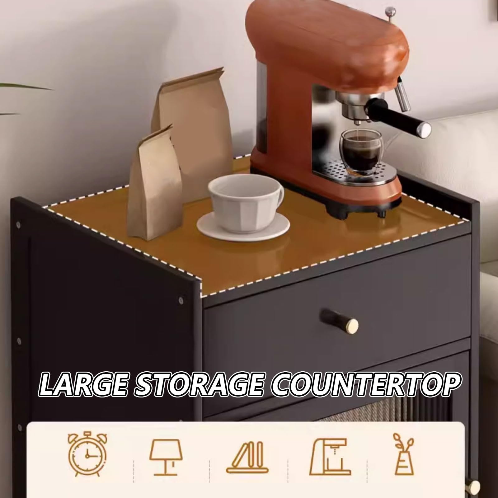 Organizer Ständer for Roboter Smart Robot Vakuumschrank Mit Glastür Und Schublade Herausnehmbare Einlegeböden Versteckter Aufbewahrungsschrank Massivholz(Natural)