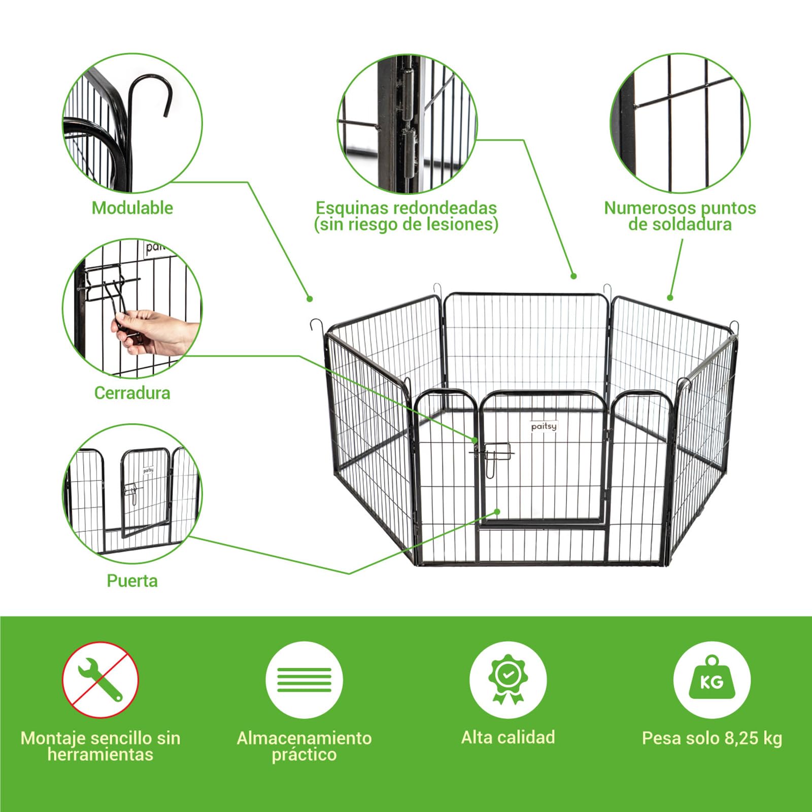 Gardeo80x60x60x6 cm, 6 Paneles 80x60 cm, 1,28 m2, Modular, Interior y Exterior, Plegable, garantía de 5 años