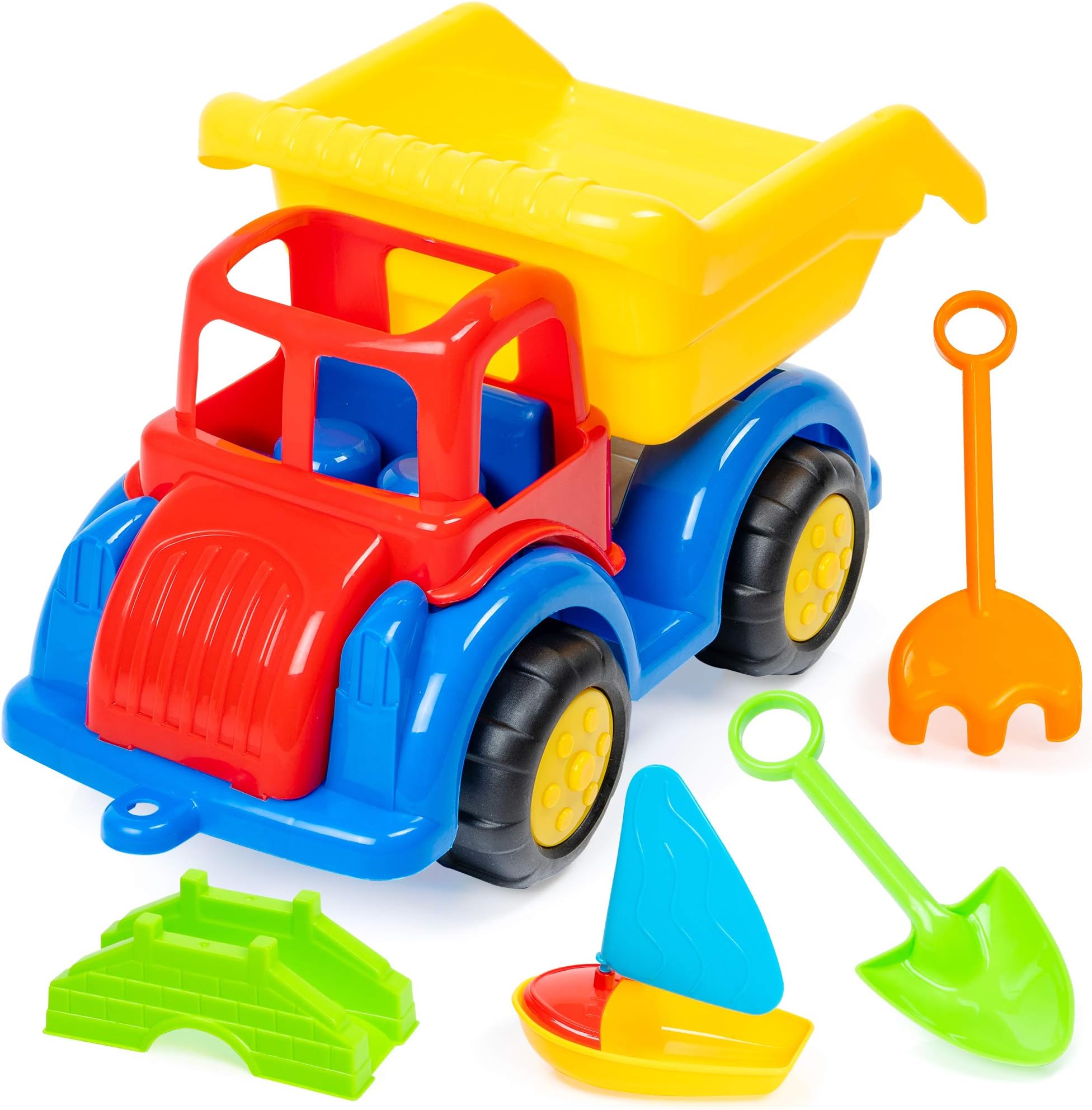 6 Piece Beach Dump Truck Set Beach Toy- Perfect Toy for Beach, Sandpit, Sand Castle, Park or Garden