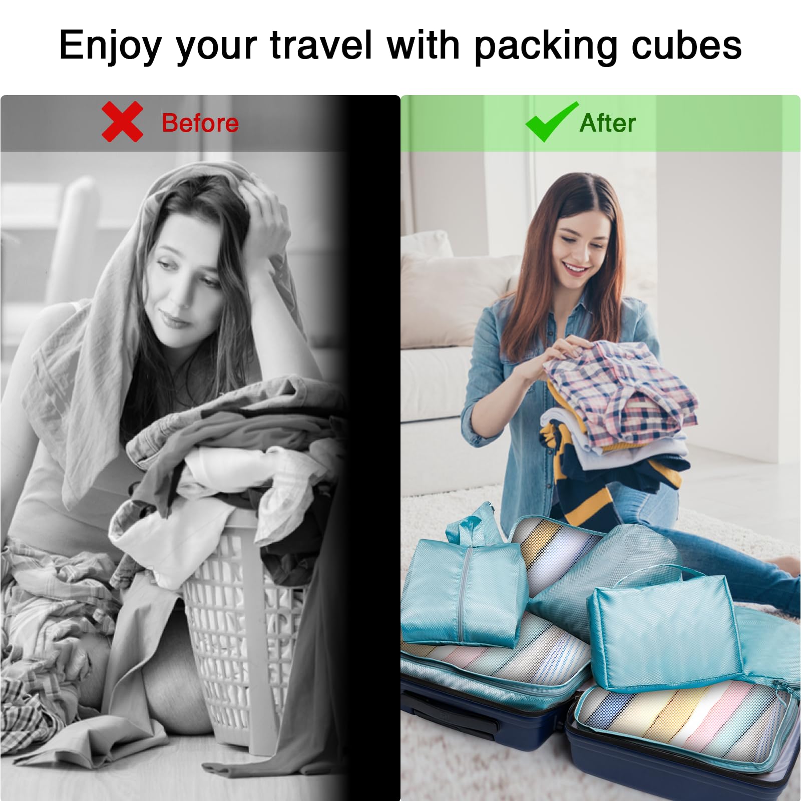 Modello di cucito per cubi da imballaggio, 3 misure, borse organizer da viaggio (modello - Italia