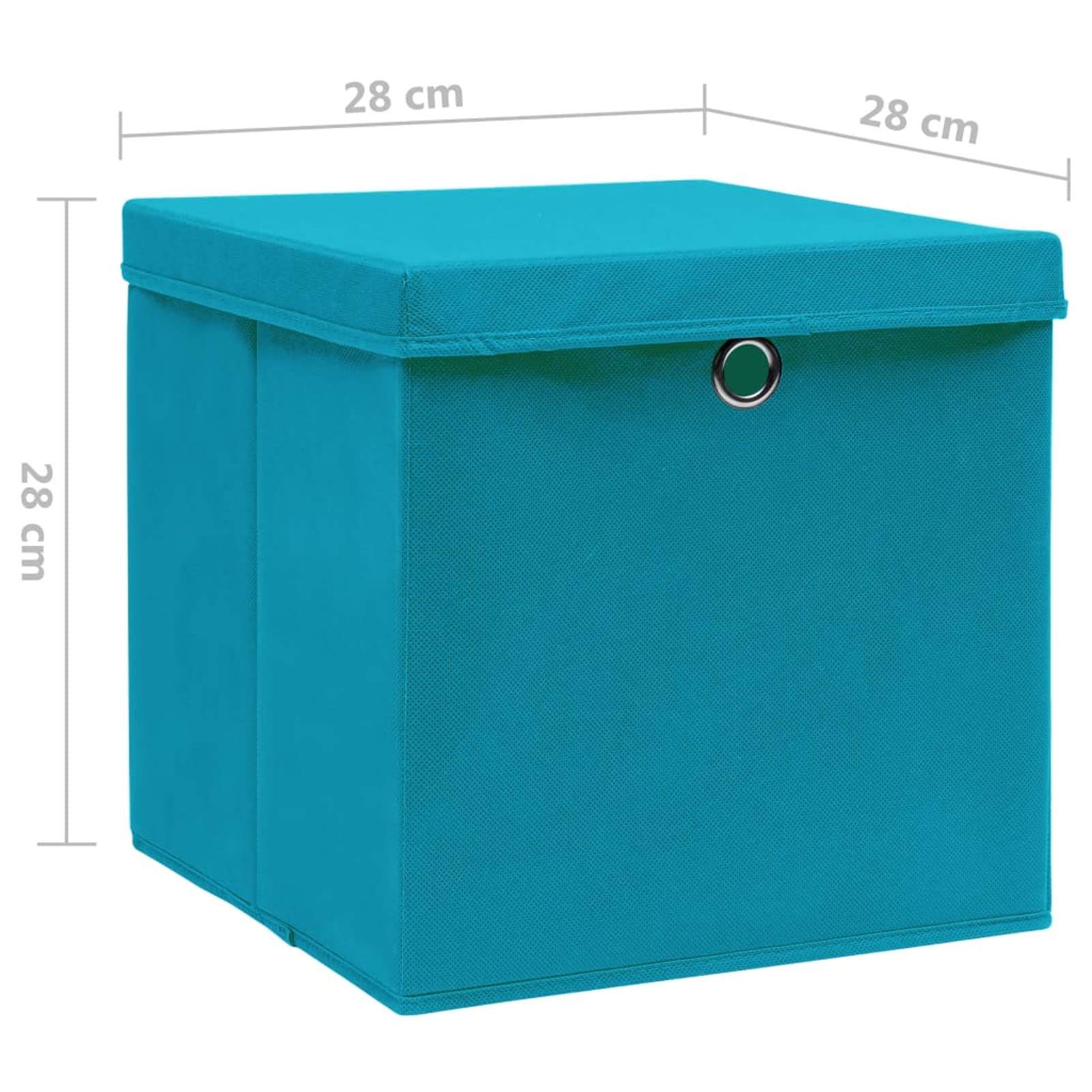 Tidyard 10 STK. Aufbewahrungsbox mit Deckeln Zusammenklappbar Spielkiste Regalkorb Faltkiste Korb Kinderbox Faltbox Box Kiste Vliesstoff 28x28x28 cm Babyblau