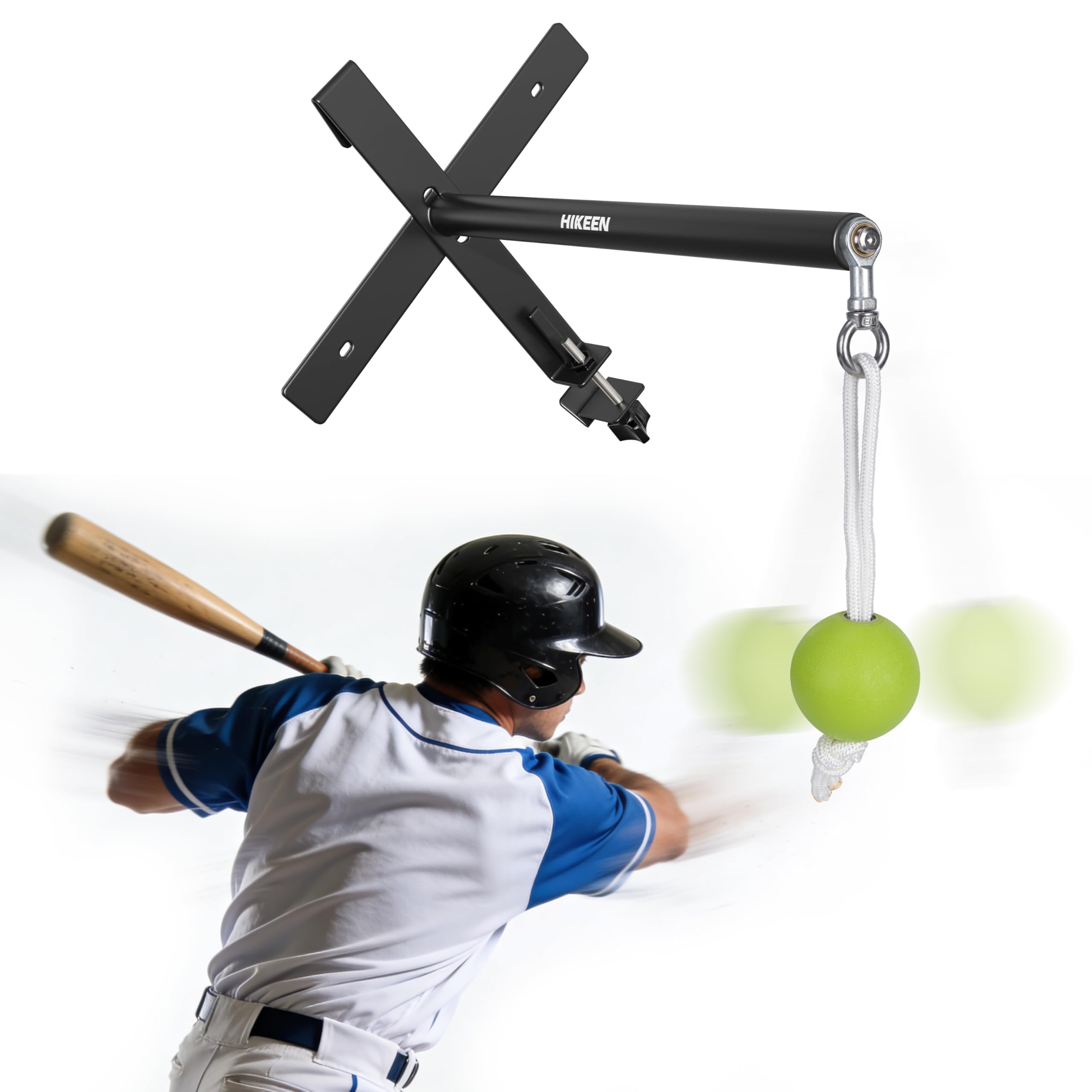 Hikeen Tragbarer Baseball-Schaukeltrainer mit festgebundenem Ball, hochwertiges Schlag-/Schlagtrainer-System für Baseball und Softball, einfache Einrichtung am Zaun, Schlagtrainer mit automatischer