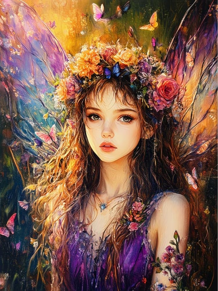 COKYIS Cross Stitch Kits for Adults Stamped 11CT Printed Cross Stitch Kit Fairy Counted Embroidery Kits for Beginner Wall Art Home Decoration 40x50cm