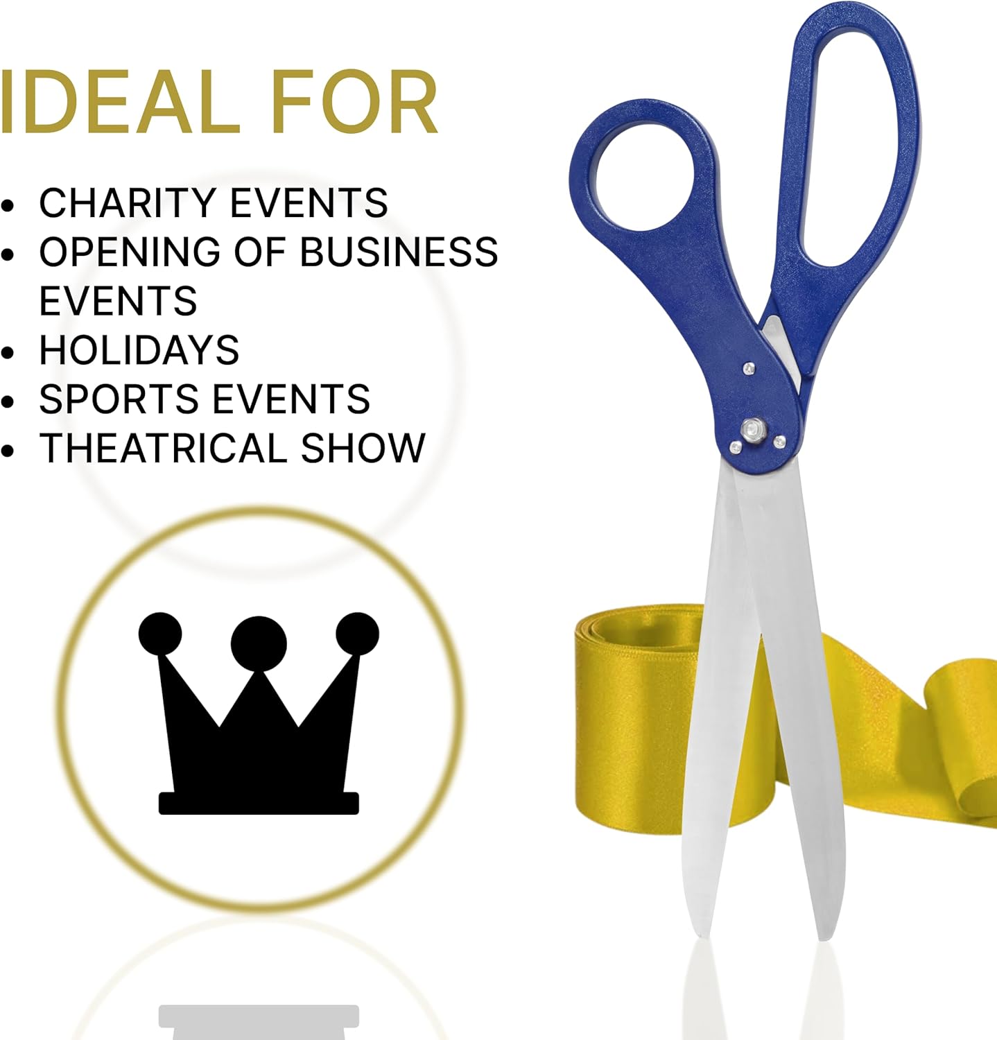 Big Ribbon Cutting Ceremony Kit - Oversize Blue Scissors for Ribbon Cutting 25 Inch Gold Ribbon for Grand Opening and Box for Special Events Business Opening Inaugurations