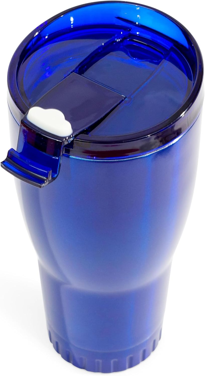 Silver Buffalo Double Walled Vacuum Insulated Stainless Steel Tumbler With Flip Top Lid Keeps Hot and Cold, Travel Coffee Mug Leakproof Lid, 30 Ounces, Royal Blue - Image 5