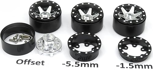 Miniatura 8 de HOBBYSOUL Neumáticos 1.0 de 2.402 x 0.882 in y ruedas de oruga ajustables 1.0 de compensación negra, ruedas de compensación negativa 1.0 llantas y