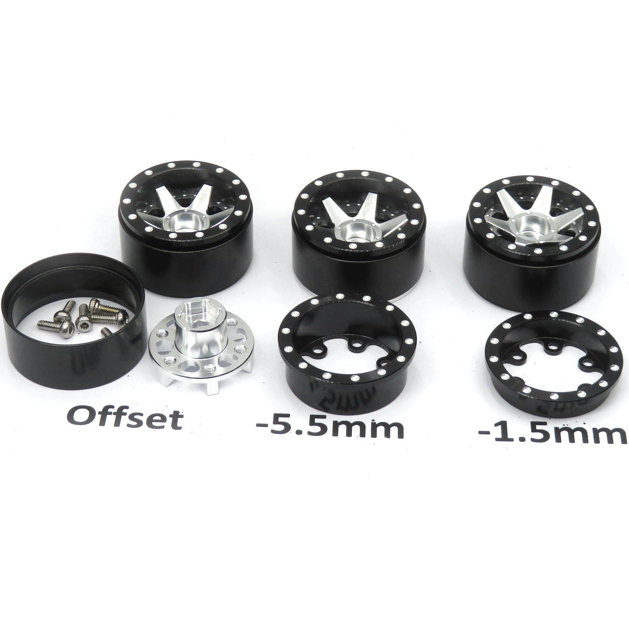 Hobbysoul Adjustable Offset 1.0 Beadlock Wheels Black Color