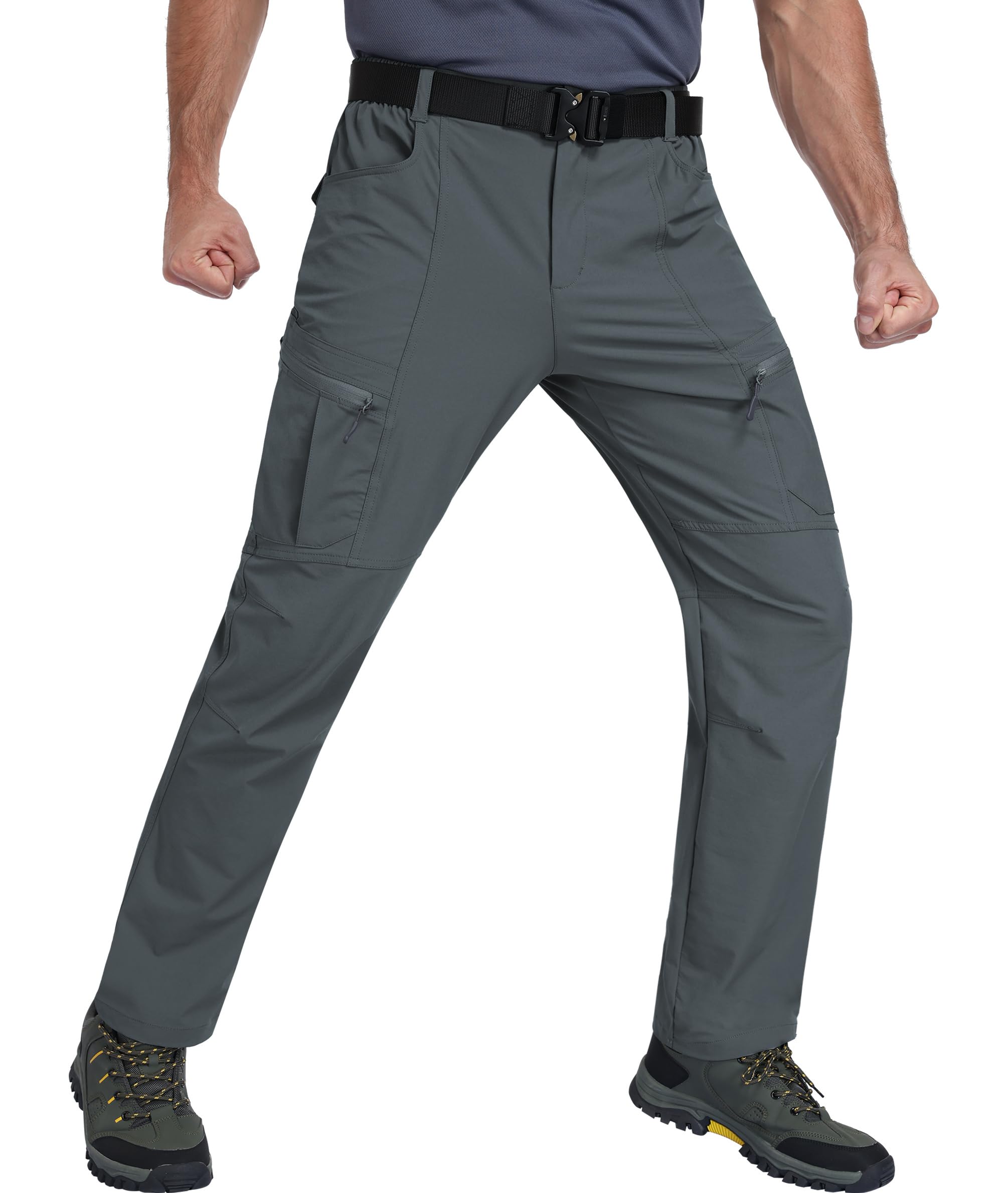 Mens Hiking Pants Lightweight Nylon Stretch Cargo Work Pants for Men Waterproof with Pockets