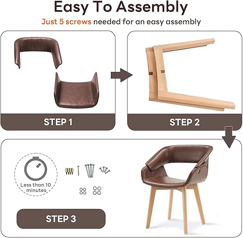 Miniatura 9 de ivinta Juego de 2 sillas de comedor, modernas sillas de cocina de piel sintética con patas de madera maciza para comedor, sala de estar, cocina 9122