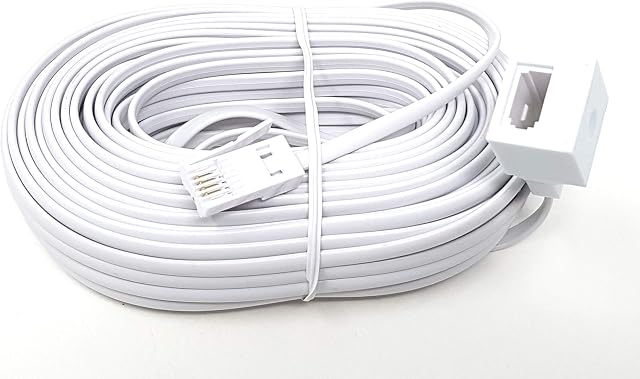 MainCore 20m long BT to BT Extension 4 wire Flat Home Telephone Phone Cable Lead Cable (20m)