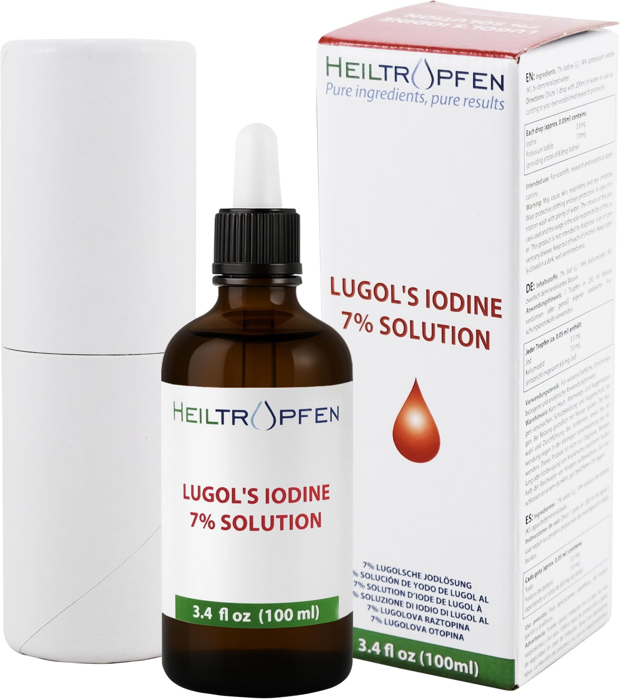Heiltropfen Lugol Iodine Solution 7% 100ml | 21% Liquid Formulation | Made with 7pour cent iodine and 14% potassium iodide | ®