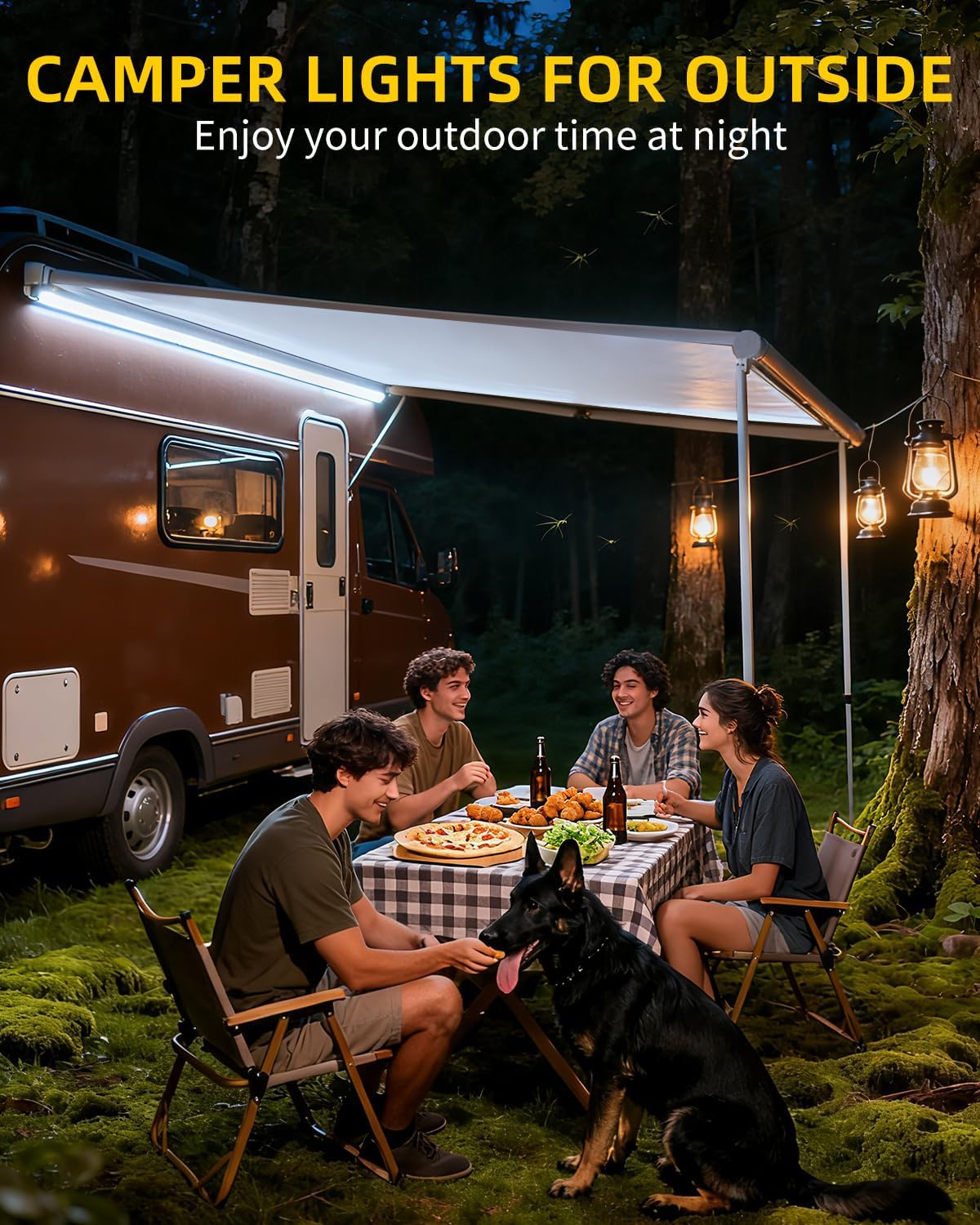 RV Awning Lights, 12V 20FTx2 LED Camper Awning Lights for Outside Camper Motorhome Travel Trailer, Waterproof RV Exterior Canopy Strip Lights, 5000K Underglow
