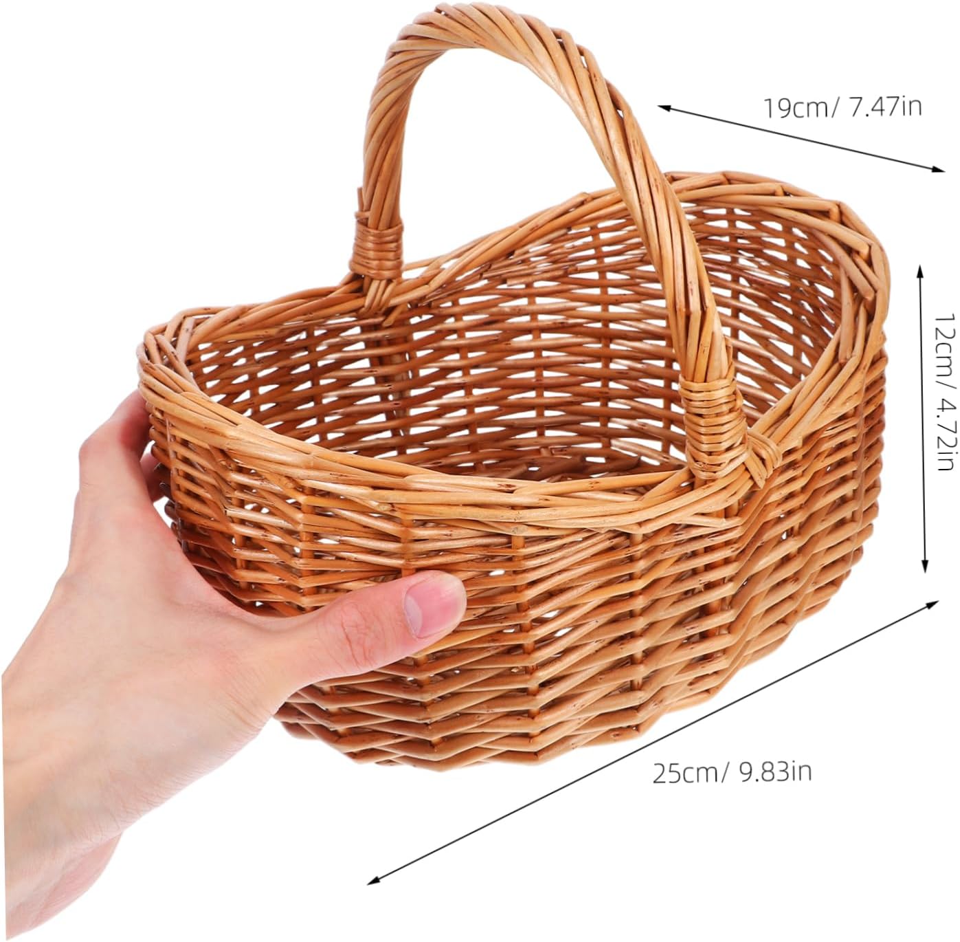 Toyvian Rustic Wicker Picnic Basket with Handle Handmade Multi-purpose Storage Hamper for Picnics Floral Arrangements and Home Organization