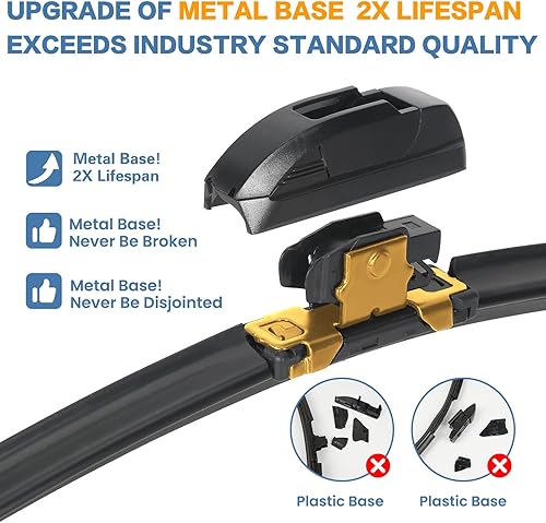 Vista 2 de GSPSCN - Limpiaparabrisas de calidad OEM de 13 + 13 pulgadas, premium, originales, de repuesto, silenciosos y duraderos, de alto rendimiento