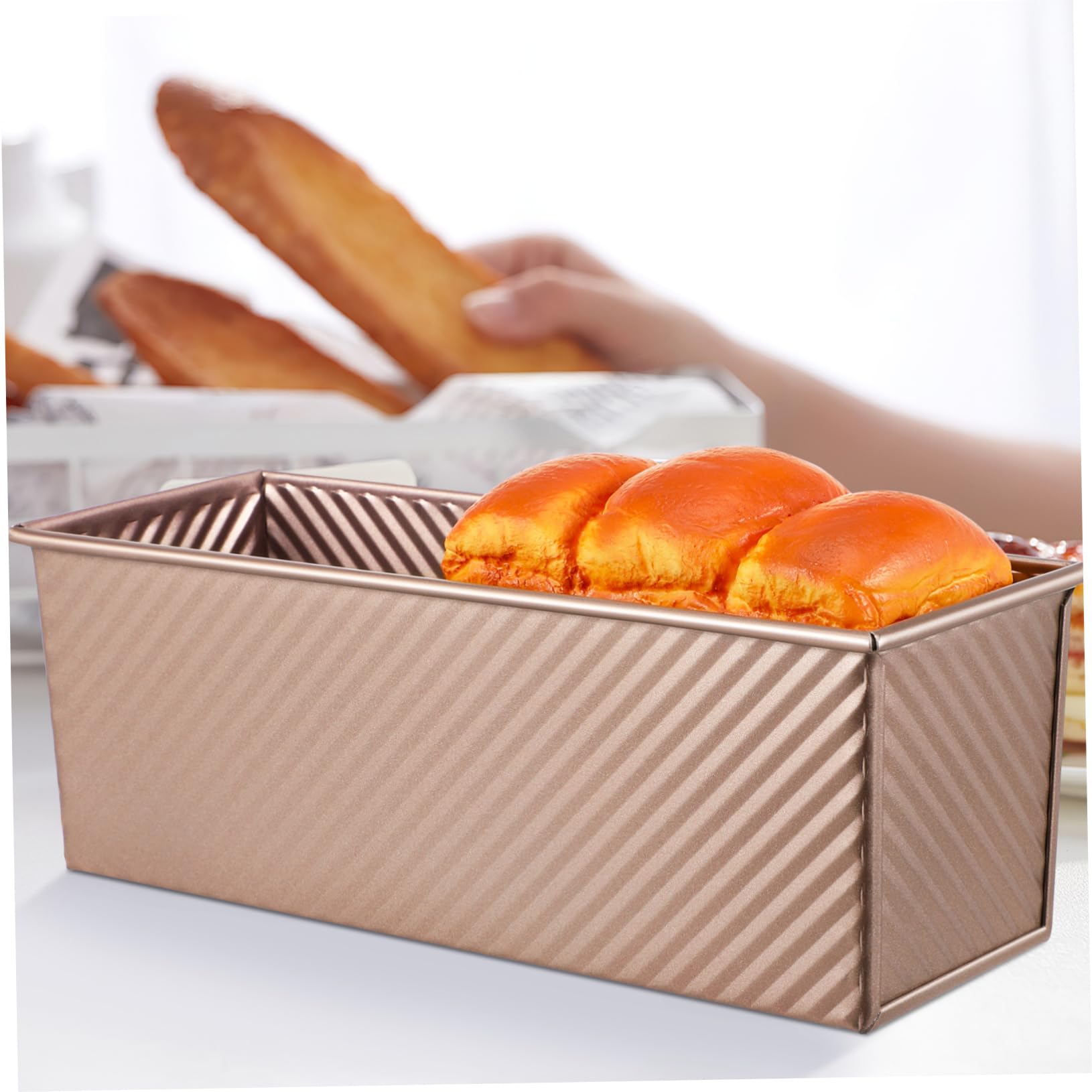Lange Kastenform für Brot aus Kohlenstoffstahl Antihaft mit Deckel und Bodenlüftungslöchern für Backen in Küche