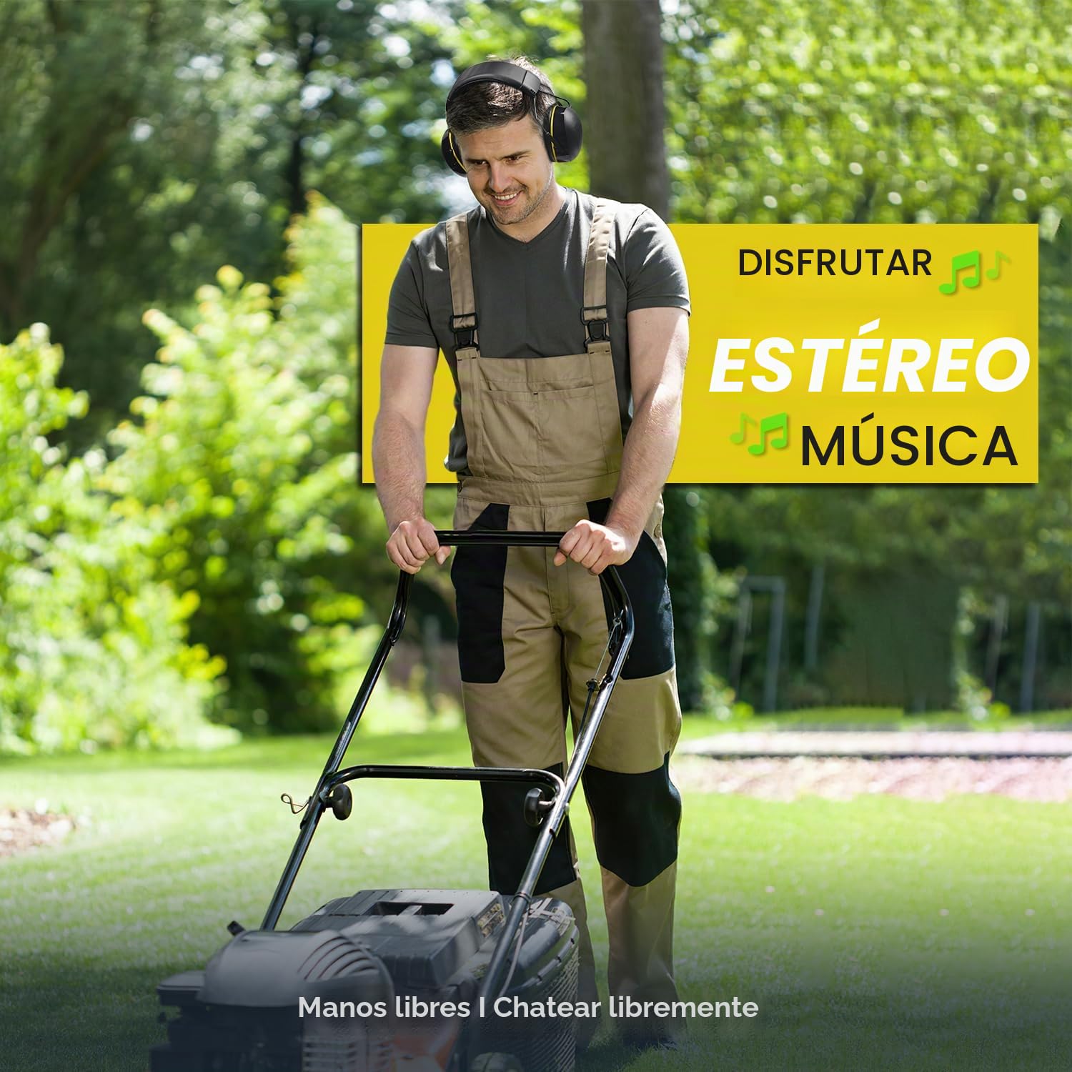 Protección auditiva con Bluetooth 5.4, 120 horas de funcionamiento, altavoz de alta fidelidad/micrófono integrado,30 dB SNR, orejeras de seguridad ideales cascos antiruido el césped