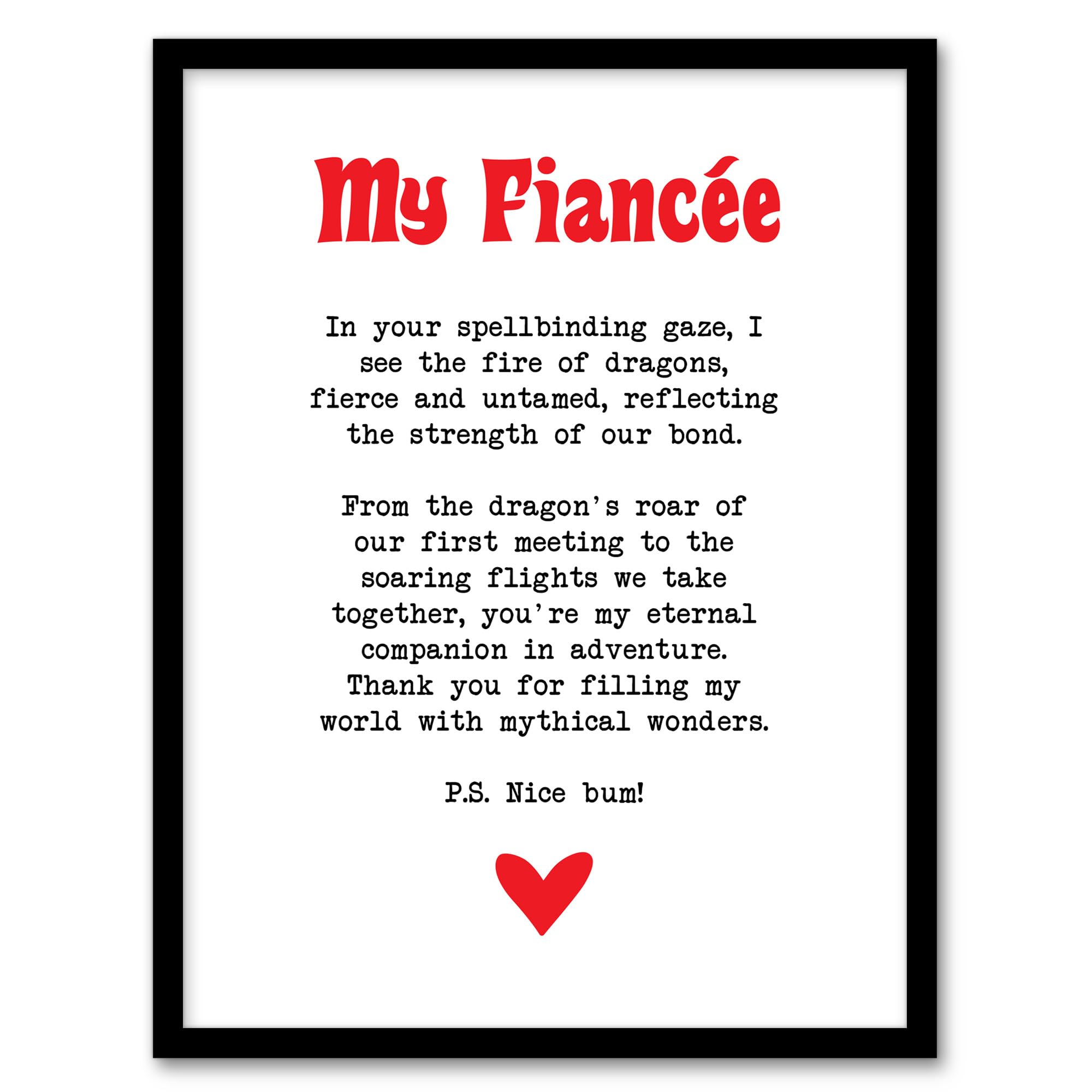 Artery8 Love Poem Role Play Game Nerd Fiancée Romantic Wall Art PrintA4 Size from B&Q