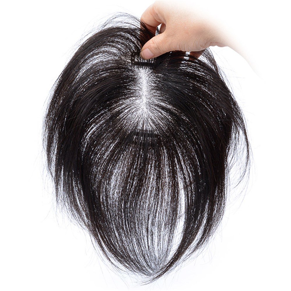 8" Human Hair Clips in Toppers Straight Top Hairpiece Wiglet for Women with Thinning Hair (Dark Brown)