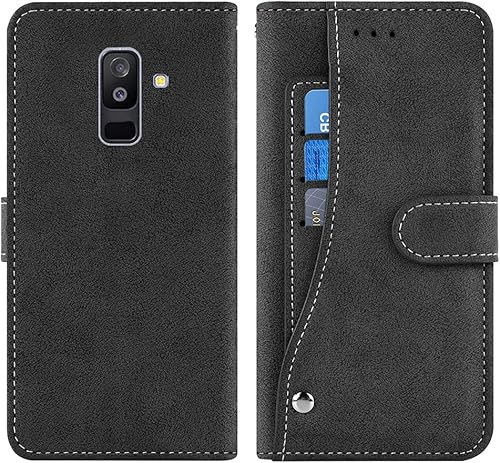 Miniatura 6 de Asuwish Funda compatible con Samsung Galaxy A6 Plus J8 2018 y protector de pantalla de vidrio templado con tapa para tarjeta de crédito, soporte