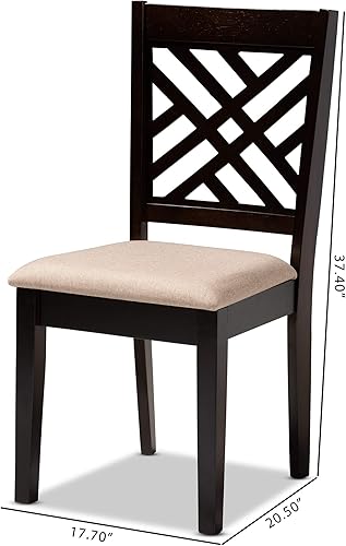 Miniatura 3 de Baxton Studio Coligny 153-9401-AMZ - Juego de 4 sillas de comedor de madera con acabado marrón expreso, modernas y contemporáneas, tapizadas con