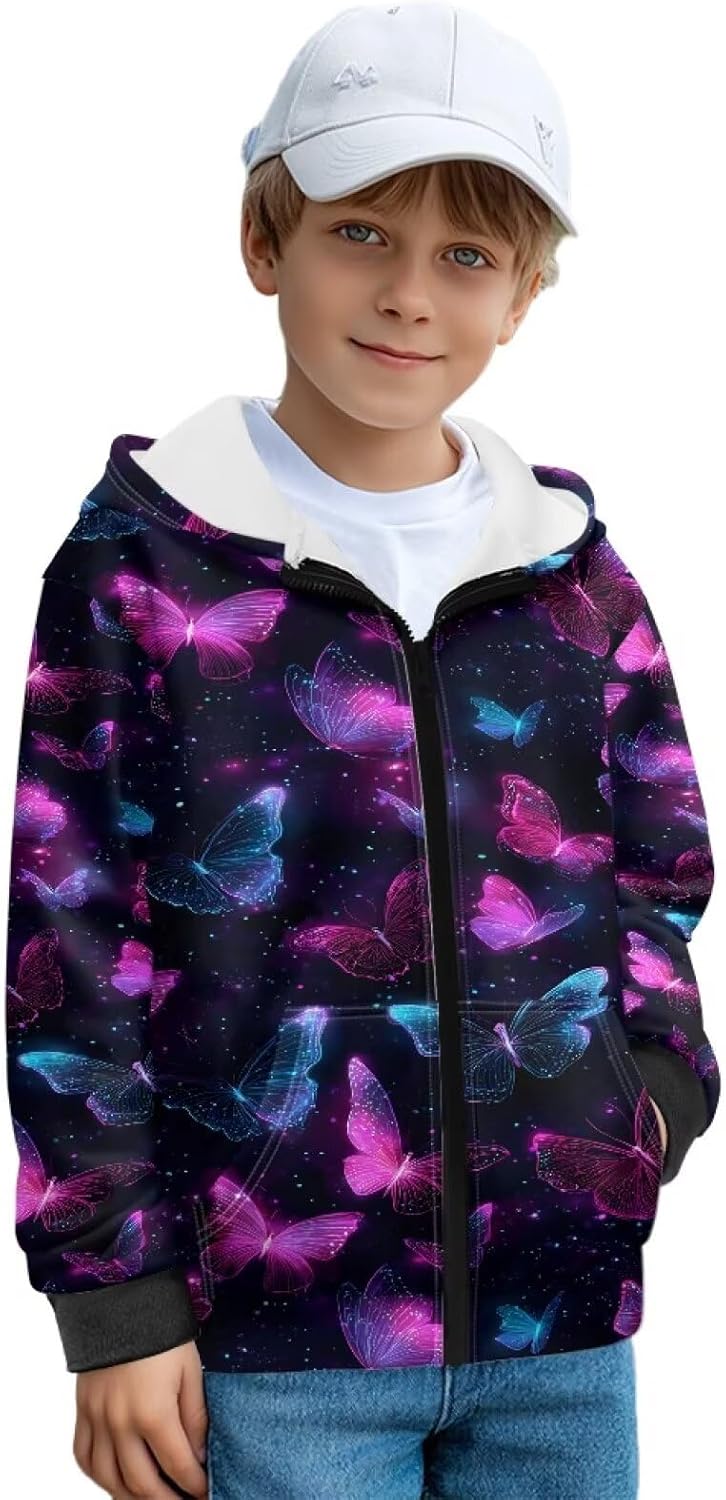 Casual Fleece Hoodies for Girls Jacket Long Sleeve Hooded Sweatshirts Unisex Kid Hoodie Streetwear for 6-16 Years
