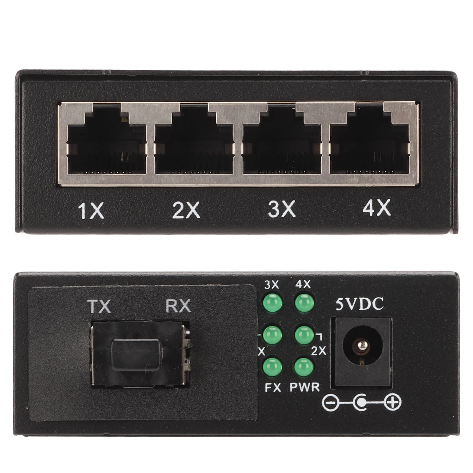 Medienkonverter, Gigabit 1 SFP-Port, 4 RJ45-Ports, 10/100/1000Base TX auf 1000Base FX, 25 km Reichweite