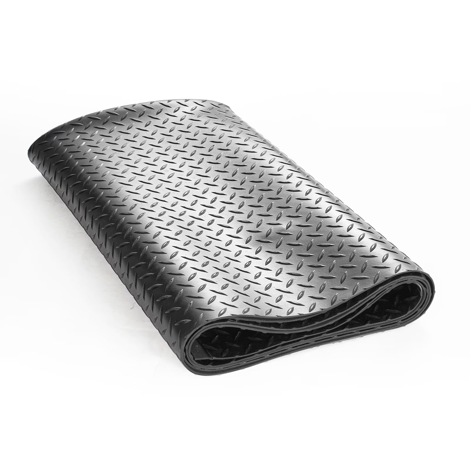 Rollos de Piso de Caucho con Placa de Diamante, 4 x 16.4 pies Tapete para Piso de Garaje Tapete de Caucho de PVC para Remolque para Garaje, almacén, gimnasios y camionetas