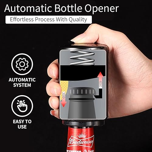 Miniatura 9 de Abridor de botellas de cerveza de alta calidad, de acero inoxidable, automático, sin daños, rápido de abrir, pequeños abrebotellas portátiles para