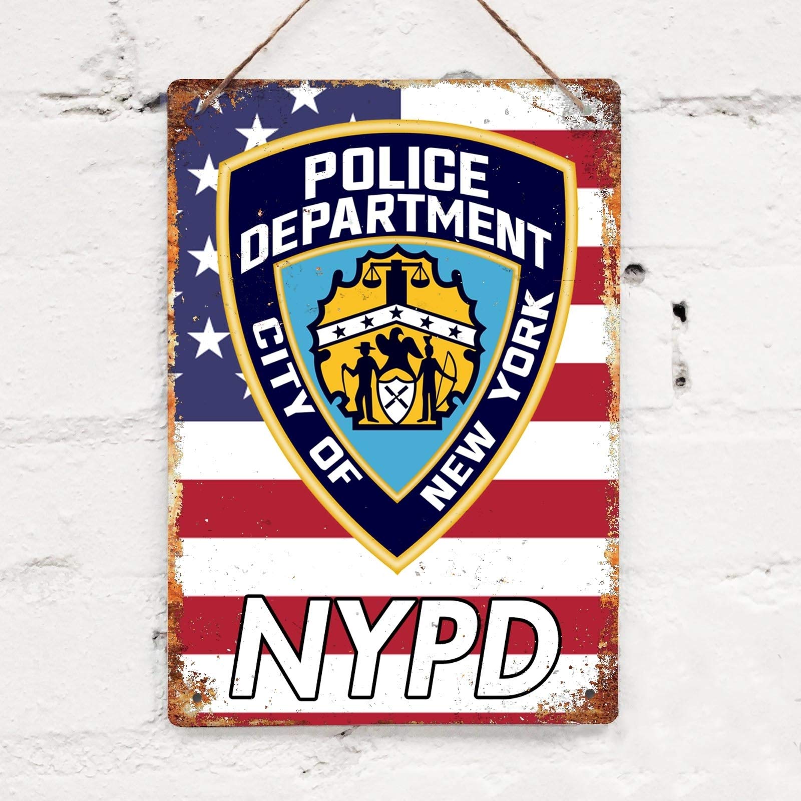 BDTS Vintage New York Police Department NYPD Tin Sign Metal Decor Metal Sign Wall Metal Tin Sign 8X12 inches