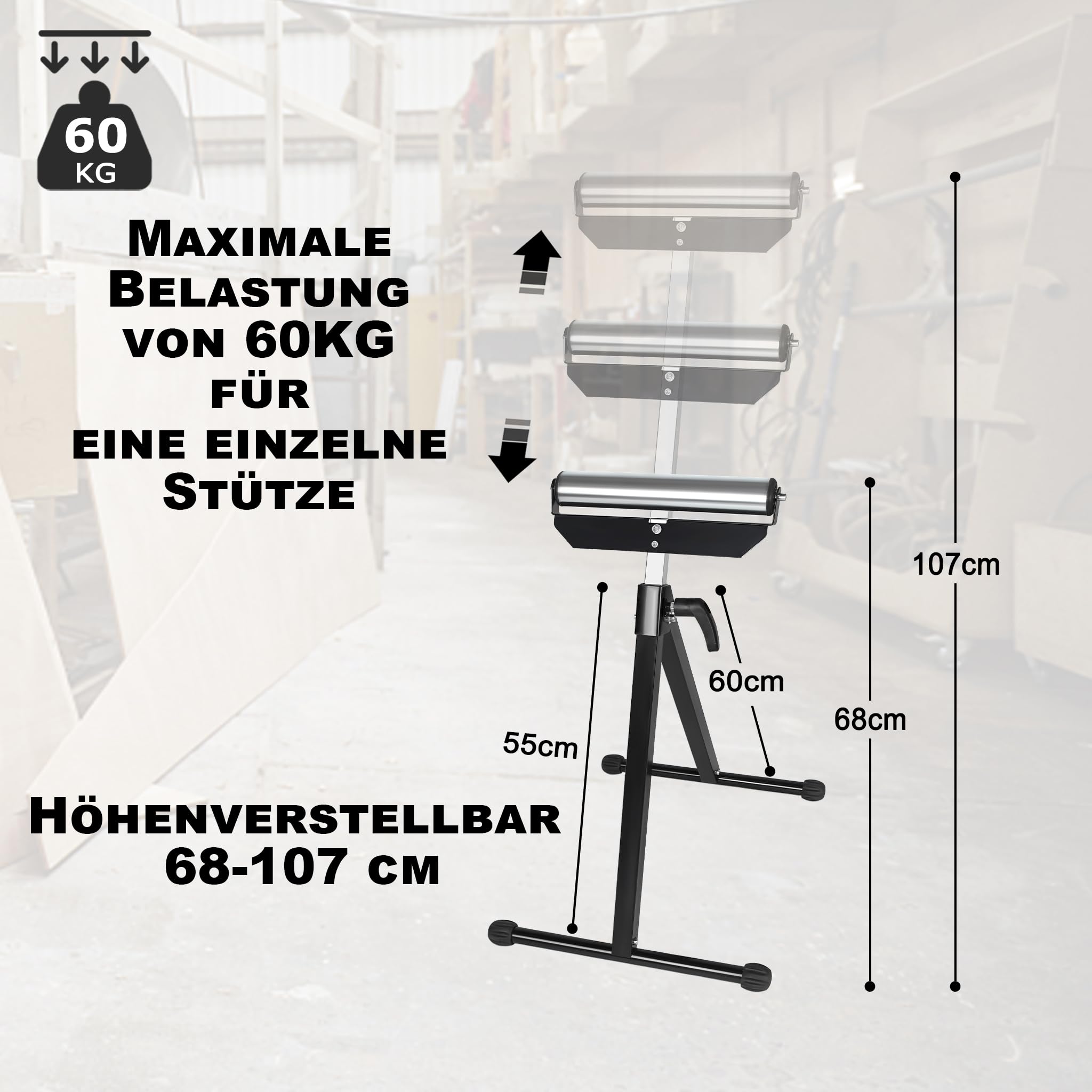 Soporte de ruedas con patas antideslizantes, altura regulable 68 – 107 cm, 2 unidades