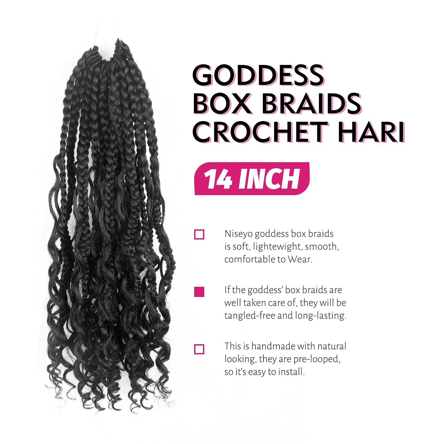 Buy 7 Packs 18 Inch Goddess Box Braids Crochet Hair Prelooped Crochet
