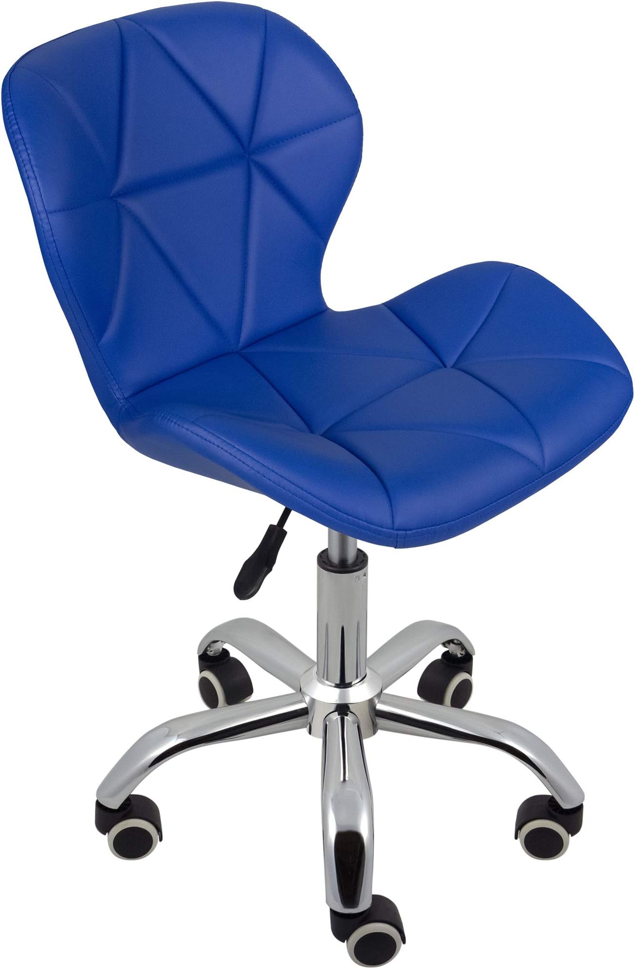 Charles Jacobs Home Office Swivel Computer Desk Chair with a Height Adjustable Chrome base and Wheels - Blue PU