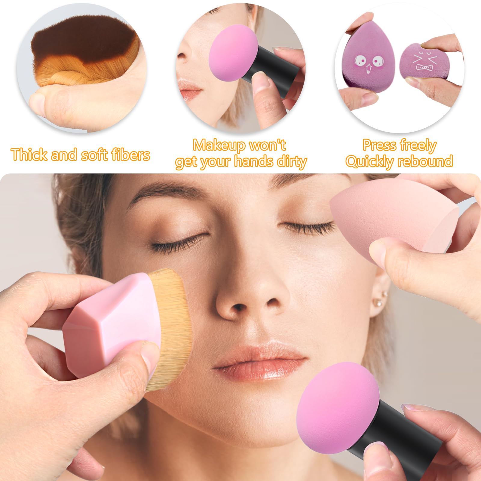 SruidyLady 4-Piece Reusable Makeup Sponge Set, Beauty Sponge for Liquid Foundation Powder & Sunscreen - Image 4