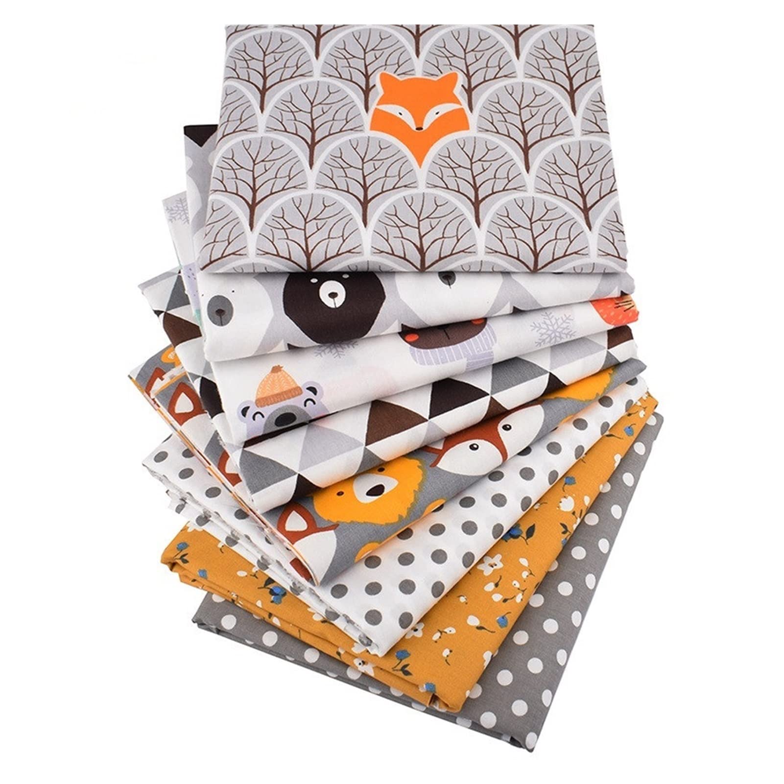8pcs/Lote, Serie de Animales de la Jungla, Tela de algodón de Sarga Impresa, Tela de Mosaico, Bricolaje Coser Material de Acolchado for y niño Telas