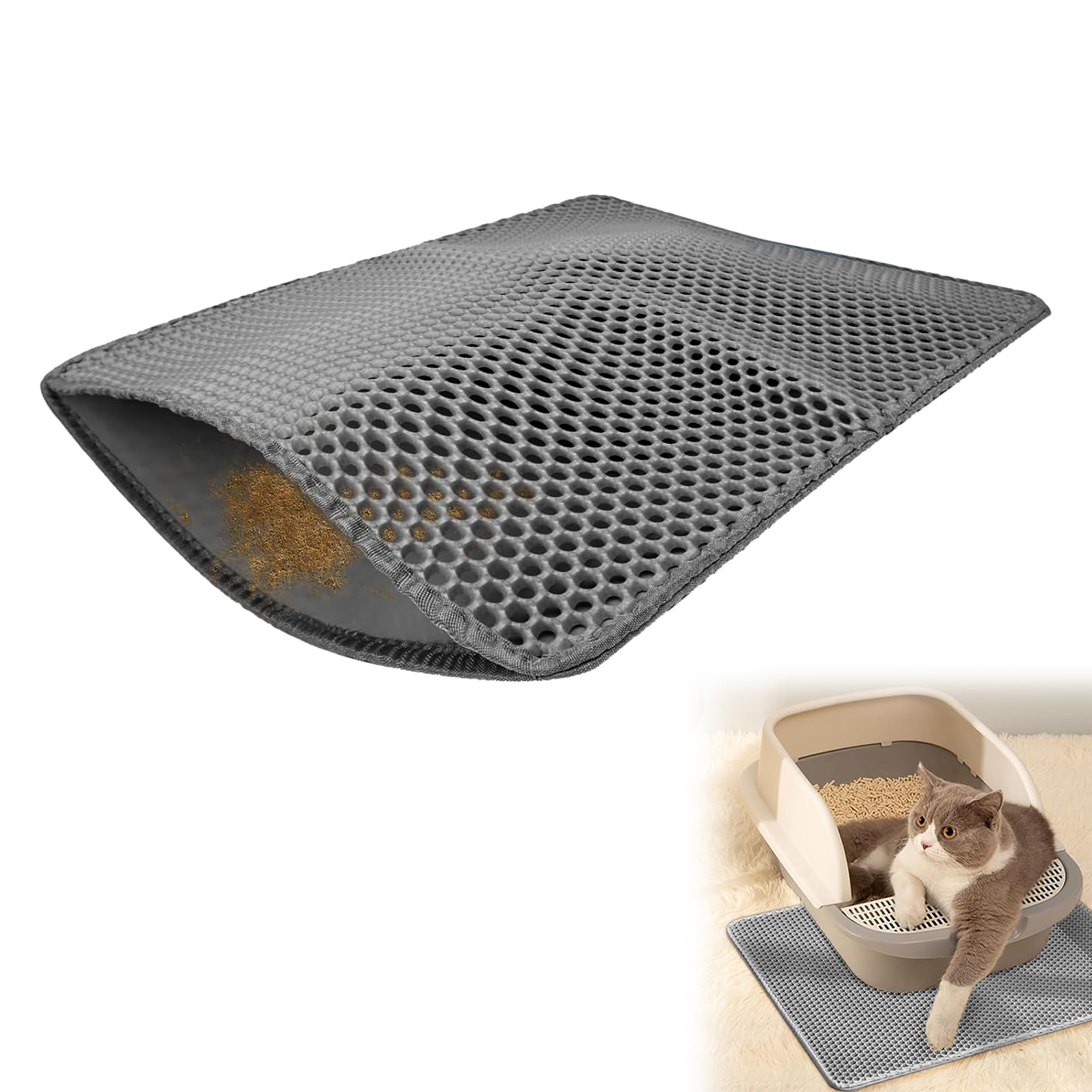 Tappetino per lettiera per gatti, 70 x 120 cm, impermeabile e senza BPA, antiscivolo, per il pavimento
