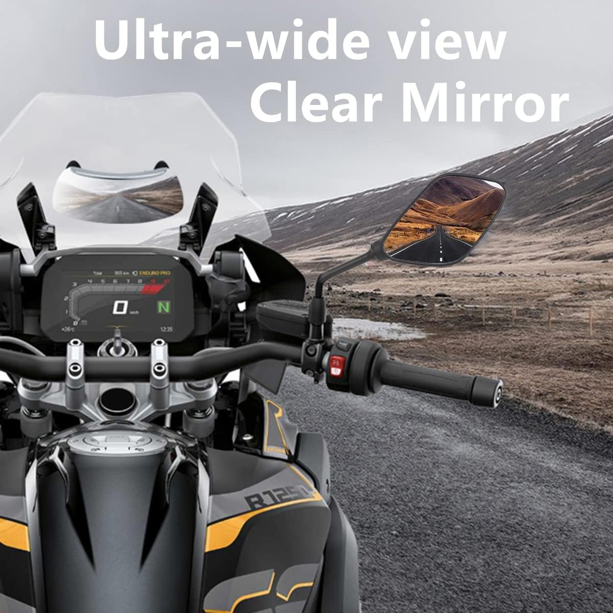 ATV Rear View Mirror, HKOO 360 Degrees Ball-Type ATV Side Rearview Mirror with 7/8" Handlebar Mount for Motocycle Scooter Moped Sportsman Dirt Bike Cruiser 4 wheeler mirrors