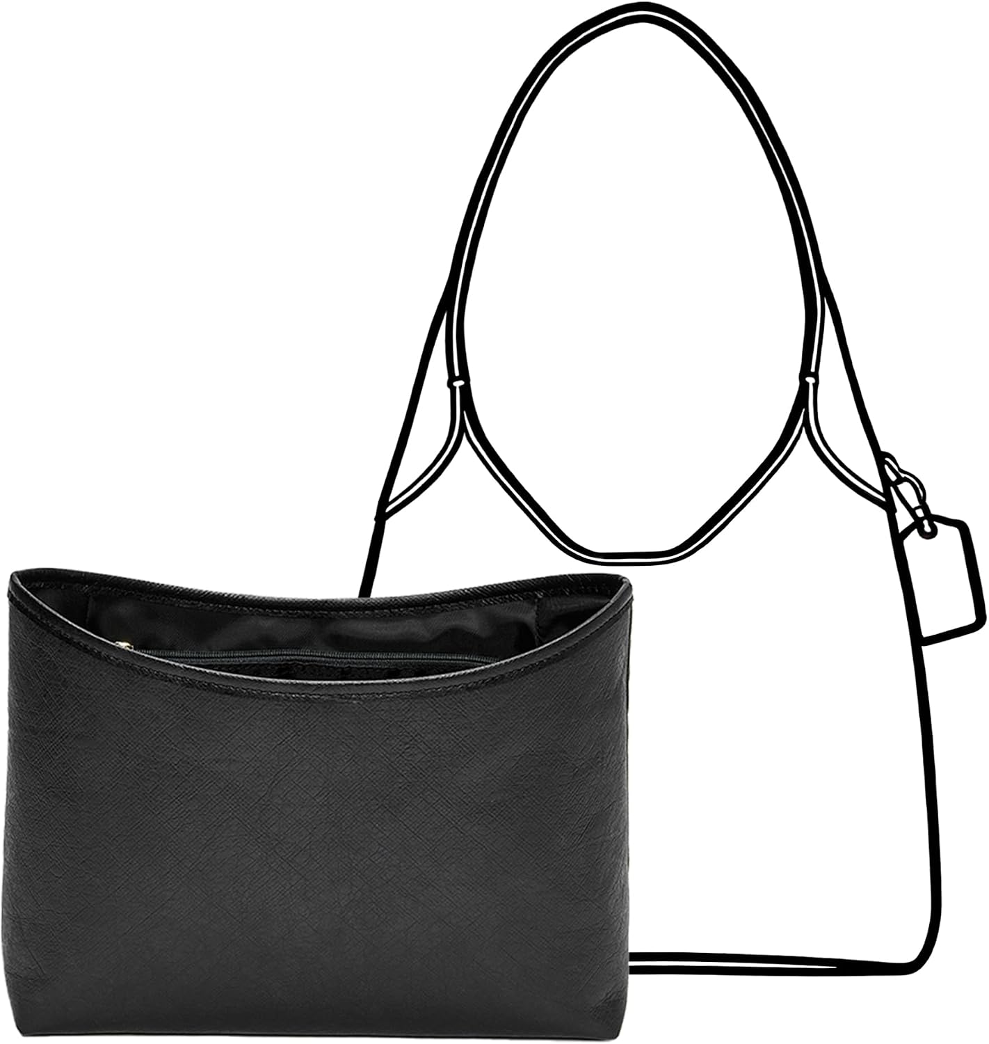 Brooklyn 28 Bag Organizer Insert, Custom Fit for Coach Brooklyn Shoulder Bag 28, Waterproof Lightweight Purse Insert with 5 Compartments, Zipper Pocket & Elastic Holders, Black