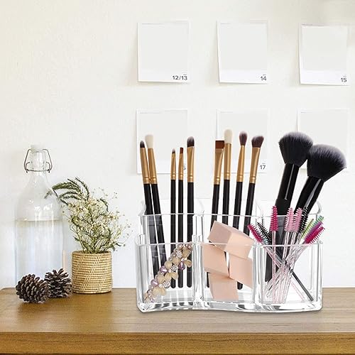 Miniatura 2 de Tbestmax Organizador acrílico del sostenedor de los pinceles del maquillaje de 6 ranuras, almacenamiento de cosméticos del envase de la pluma de la